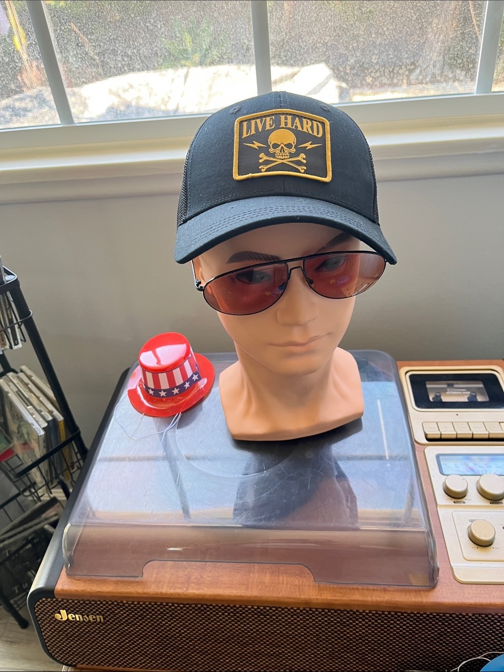Black Trucker Cap with Skull Patch